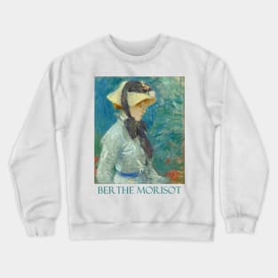 Young Woman with a Straw Hat by Berthe Morisot Crewneck Sweatshirt